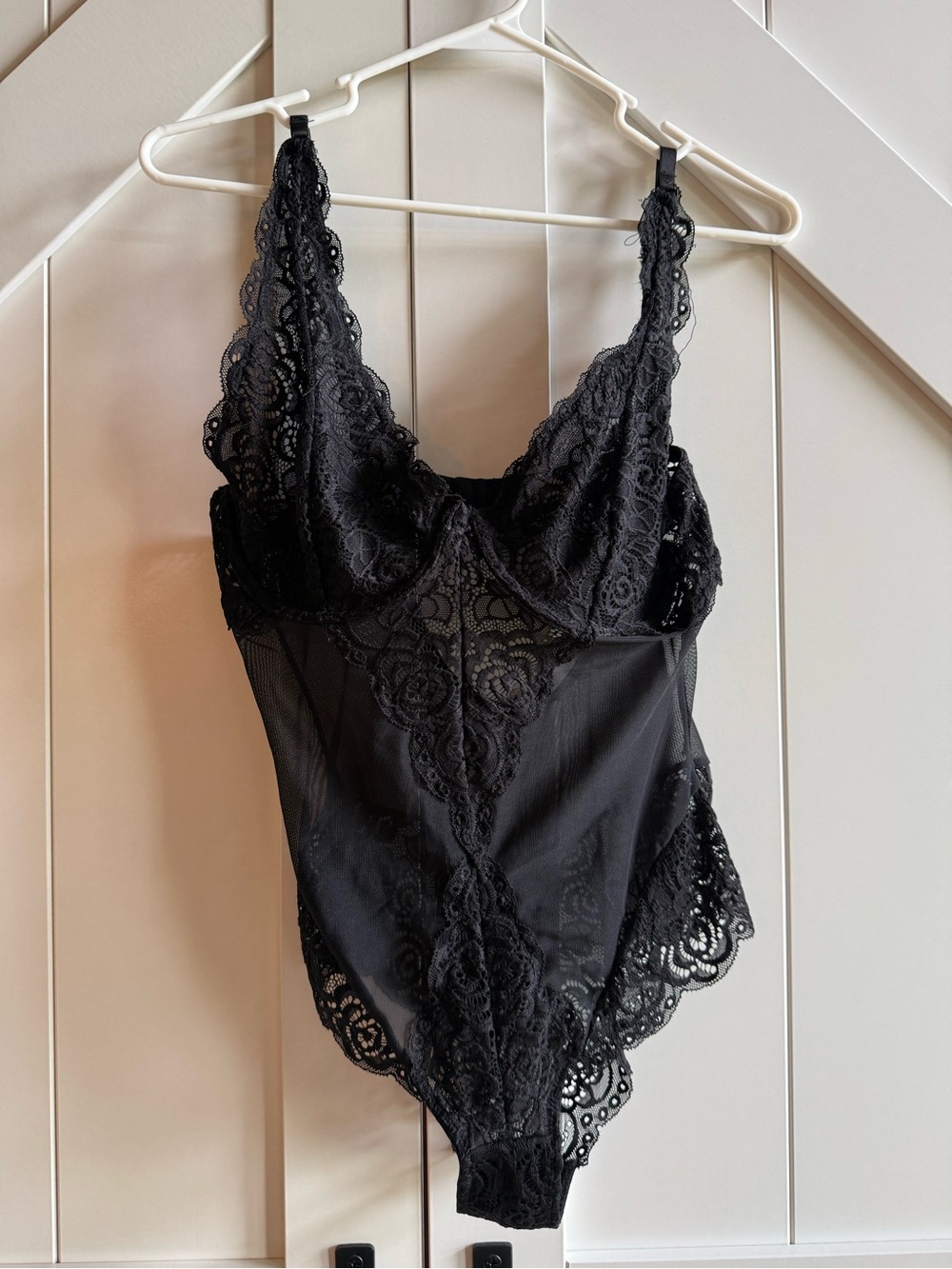 Felina Black Lace Chemise Bodysuit